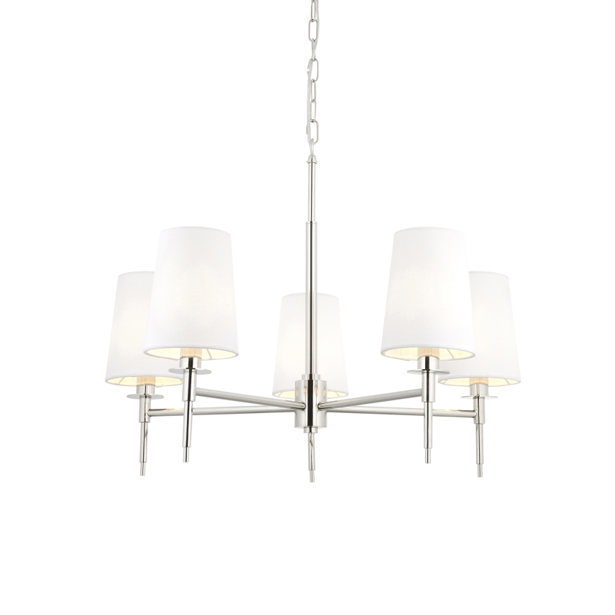 Endon 99457 - Taklampa med kedja 5xE14/6W/230V blank krom/vit