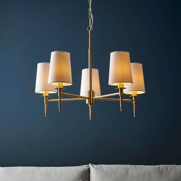 Endon 99458 - Ljuskrona på kedja 5xE14/6W/230V guld/vit