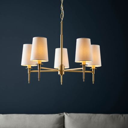 Endon 99458 - Ljuskrona på kedja 5xE14/6W/230V guld/vit