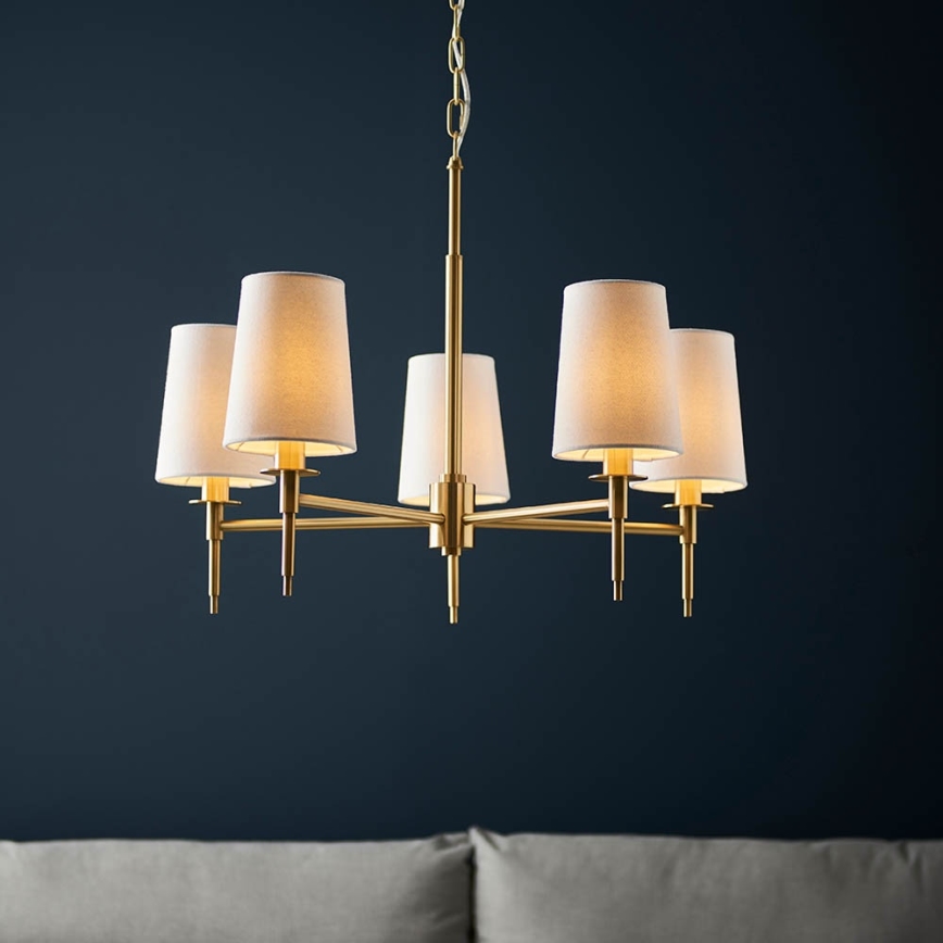 Endon 99458 - Ljuskrona på kedja 5xE14/6W/230V guld/vit
