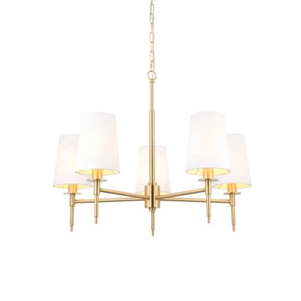 Endon 99458 - Ljuskrona på kedja 5xE14/6W/230V guld/vit