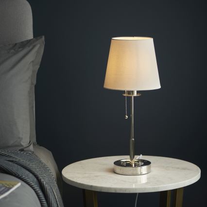 Endon 99596 - Bordslampa 1xE27/10W/230V vit/polerad krom