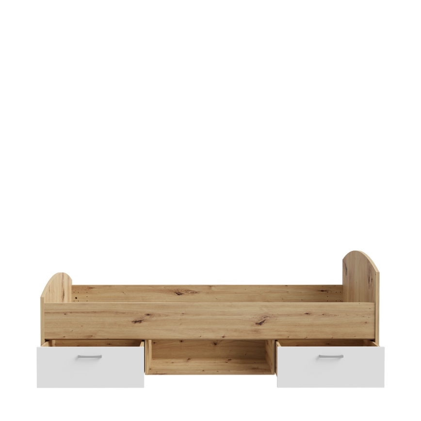 Enkel säng med förvaring URO 90x200 cm artisan-ek/vit