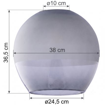 Ersättningsglas till KULA-ljuskrona, E27-sockel, Ø 38 cm, rökgrå