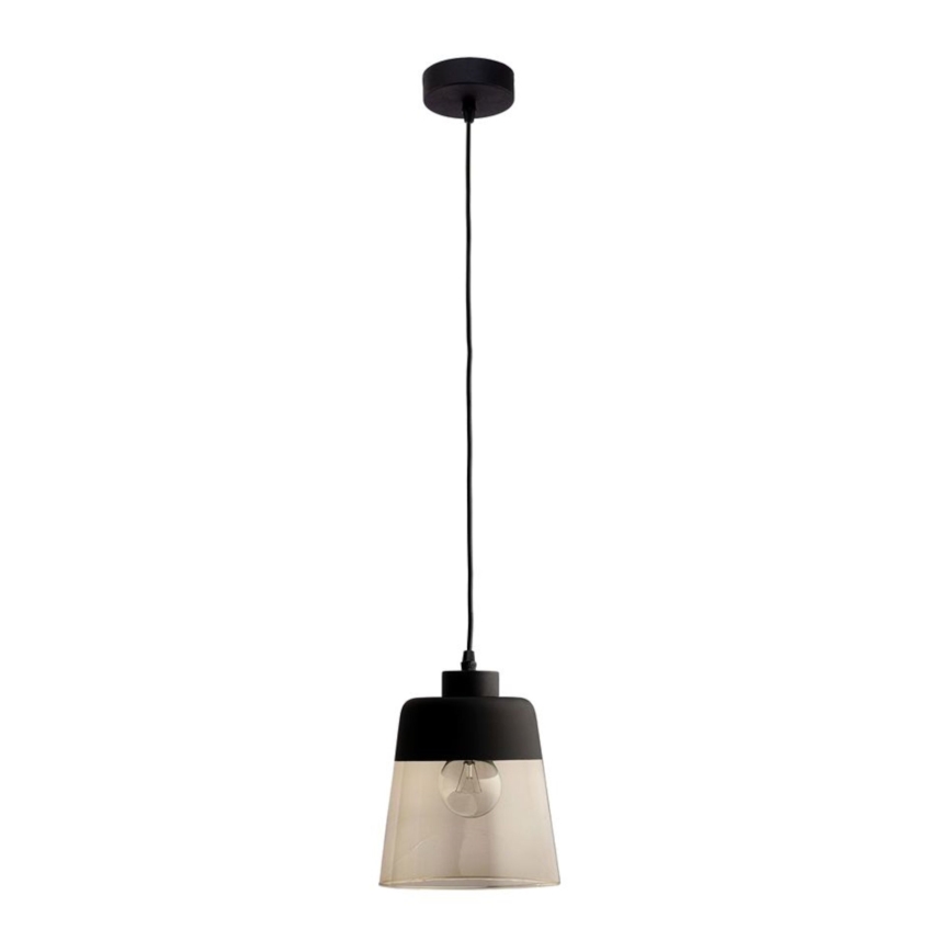Ersättningsglas till ljuskrona AMBER E27, Ø 15,5 cm, svart/rökfärgad beige