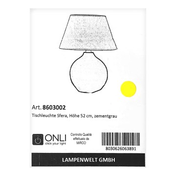 Euluna - Bordslampa SFERA 1xE27/22W/230V