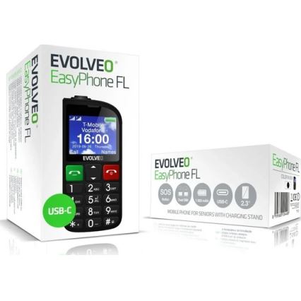 Evolveo - EasyPhone FL, mobiltelefon för seniorer, svart
