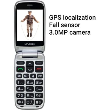 Evolveo - EasyPhone FS fliptelefon för seniorer 2,8 röd