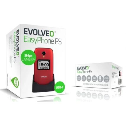 Evolveo - EasyPhone FS uppfällbar mobiltelefon för äldre 2.8 röd