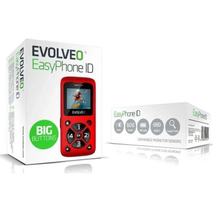 Evolveo - EasyPhone ID mobiltelefon för seniorer röd
