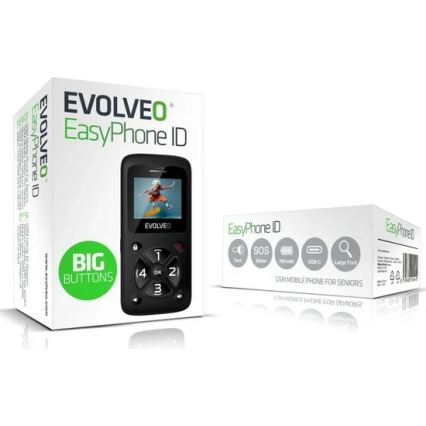 Evolveo - EasyPhone ID, mobiltelefon för seniorer, svart