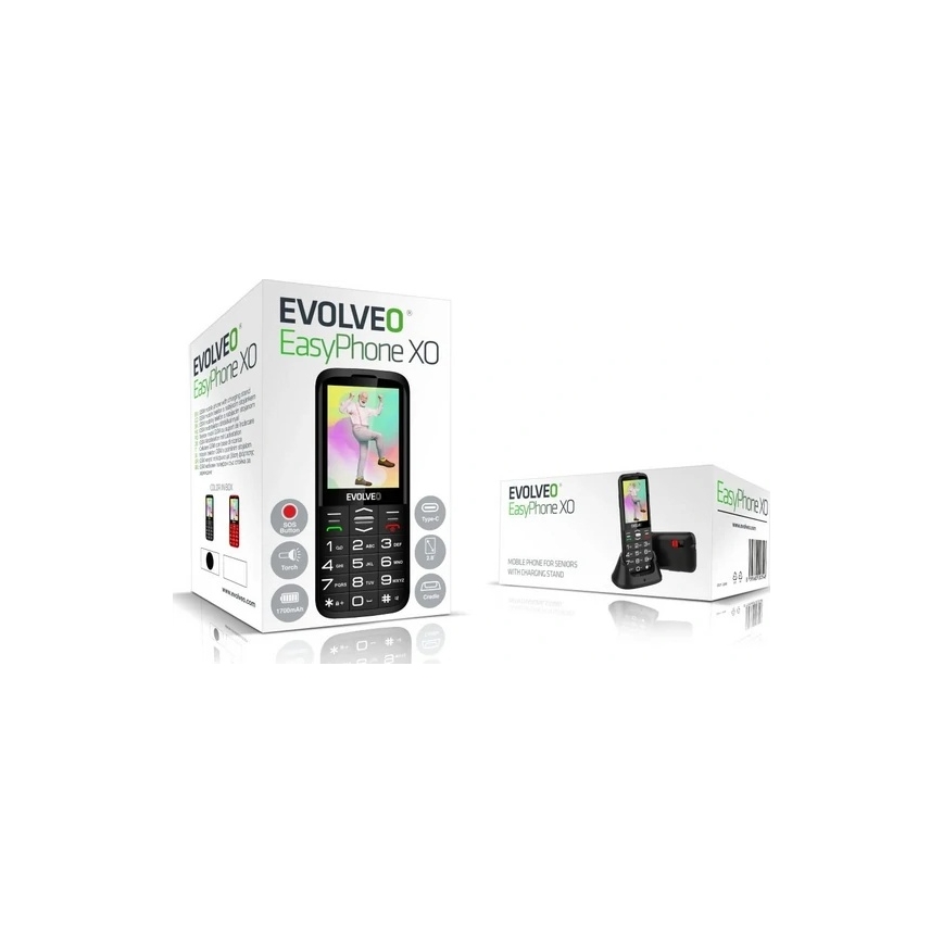 Evolveo - EasyPhone XO, mobiltelefon för seniorer i svart