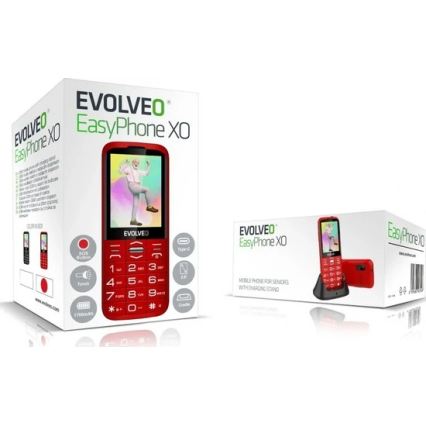 Evolveo - EasyPhone XO, mobiltelefon för seniorer, röd
