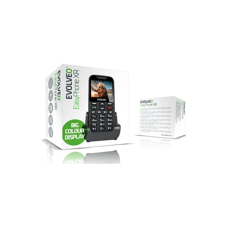 Evolveo - EasyPhone XR 2G mobiltelefon för seniorer svart