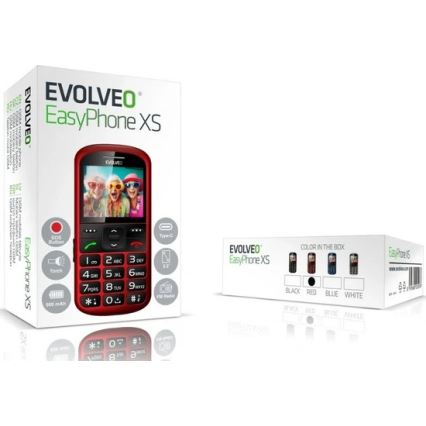 Evolveo - EasyPhone XS, mobiltelefon för äldre, röd
