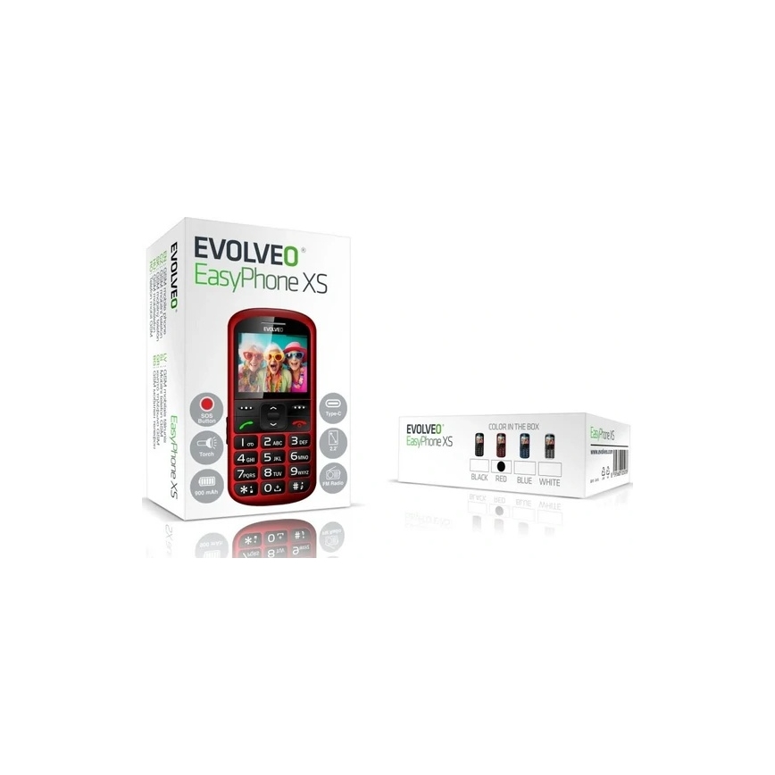 Evolveo - EasyPhone XS, mobiltelefon för äldre, röd