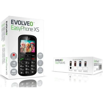 Evolveo - EasyPhone XS, svart mobiltelefon för seniorer