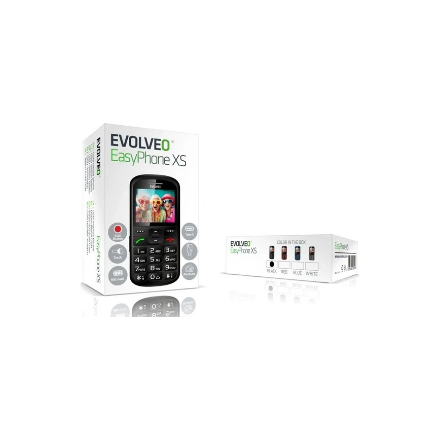 Evolveo - EasyPhone XS, svart mobiltelefon för seniorer
