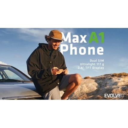Evolveo - MaxPhone A1 knapptelefon med dubbel-SIM, svart