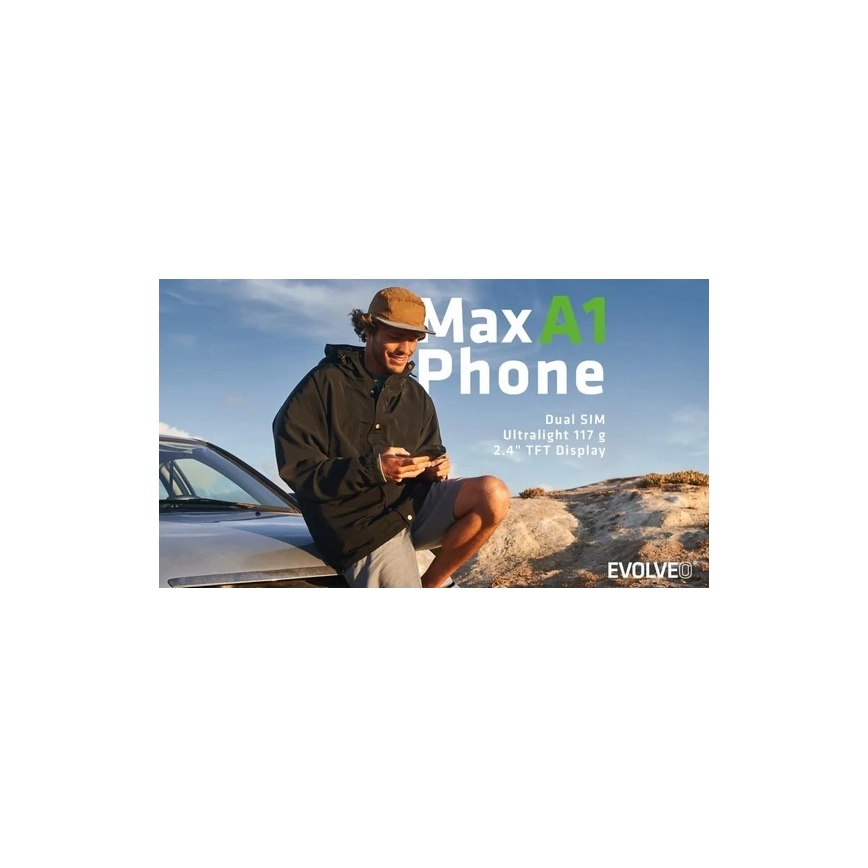 Evolveo - MaxPhone A1 knapptelefon med dubbel-SIM, svart