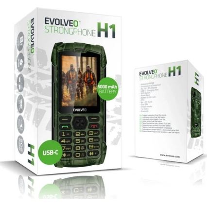 Evolveo - StrongPhone H1, vattentät Dual-SIM-telefon i jaktkamouflage