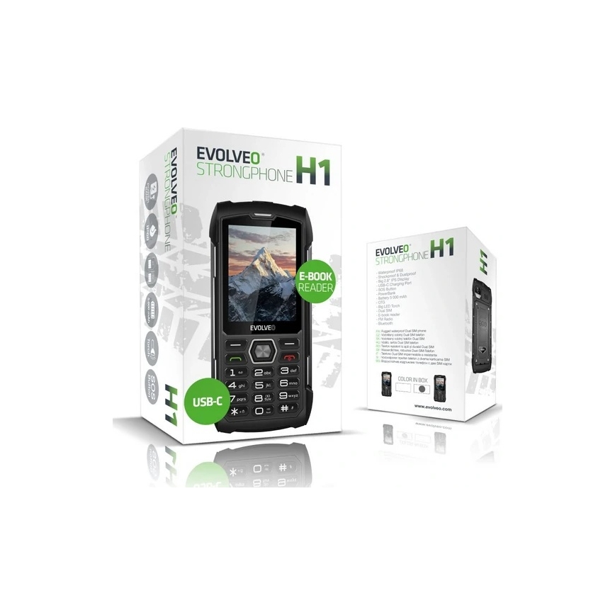 Evolveo - StrongPhone H1 vattentät Dual SIM-telefon svart/silver