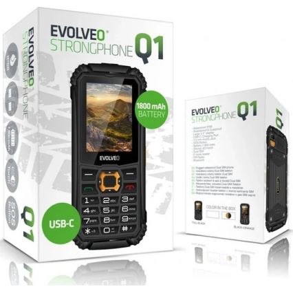 Evolveo - StrongPhone Q1 vattentät Dual SIM-telefon svart/orange