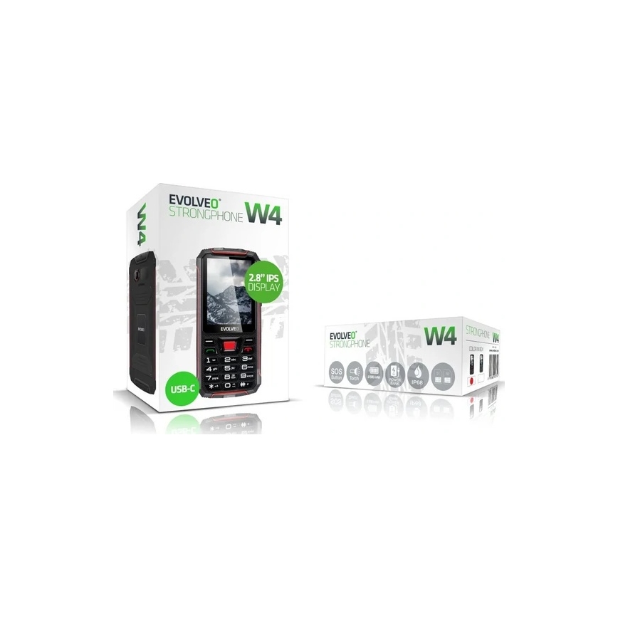 Evolveo - StrongPhone W4, vattentät Dual SIM-telefon svart/röd