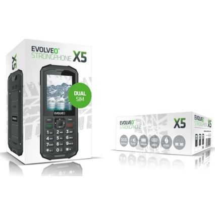 Evolveo - StrongPhone X5, vattentät Dual SIM-telefon svart/grå