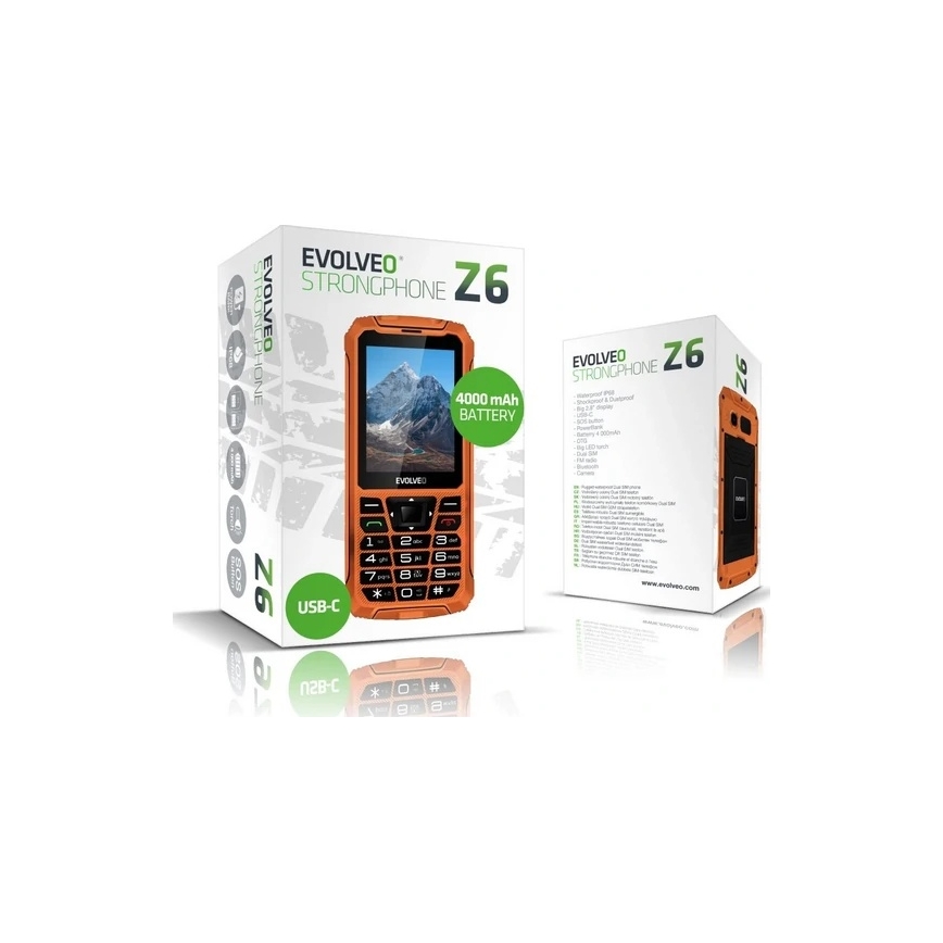 Evolveo - StrongPhone Z6, vattentät Dual SIM-telefon i orange