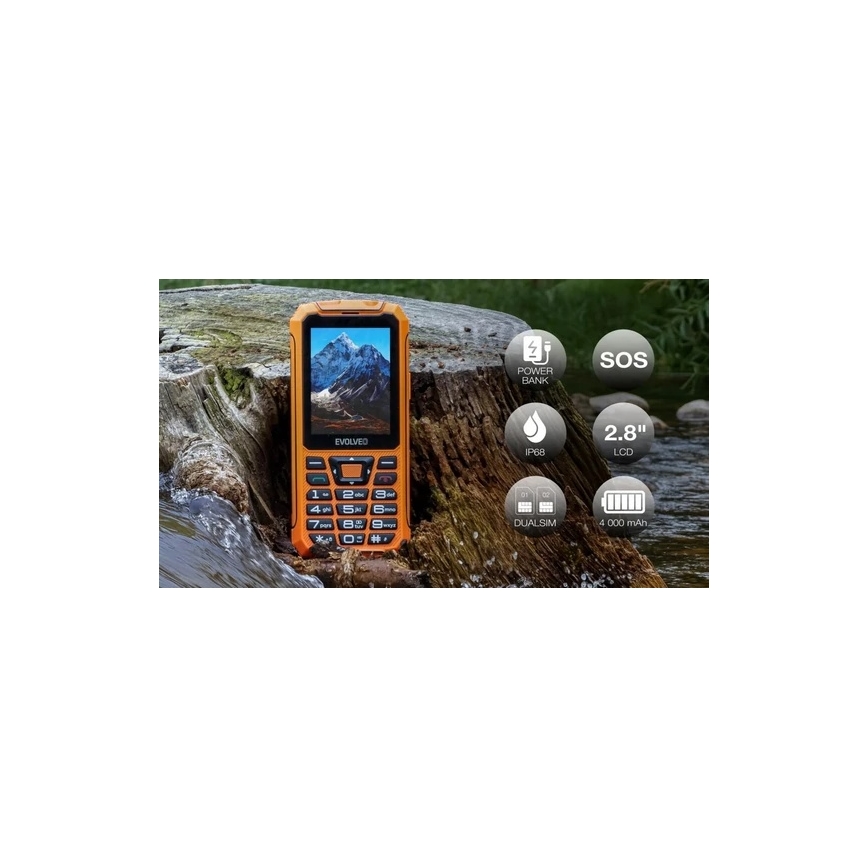 Evolveo - StrongPhone Z6 vattentät Dual SIM-telefon, orange