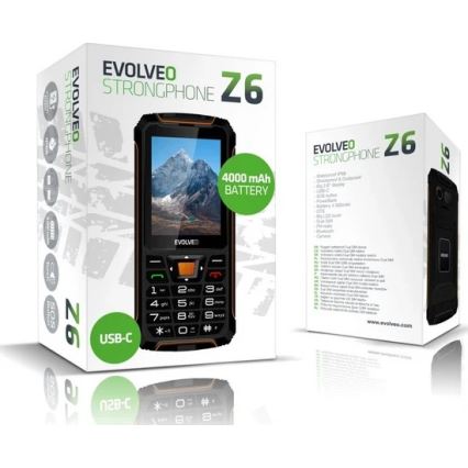 Evolveo - StrongPhone Z6, vattentät Dual-SIM-telefon svart/orange