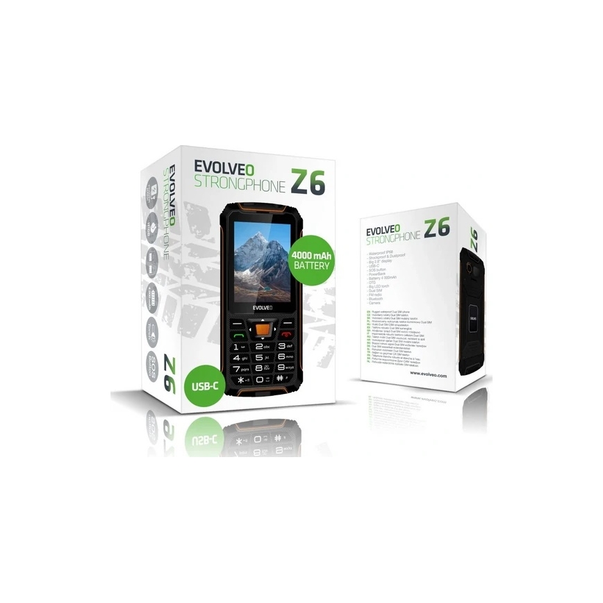 Evolveo - StrongPhone Z6, vattentät Dual-SIM-telefon svart/orange