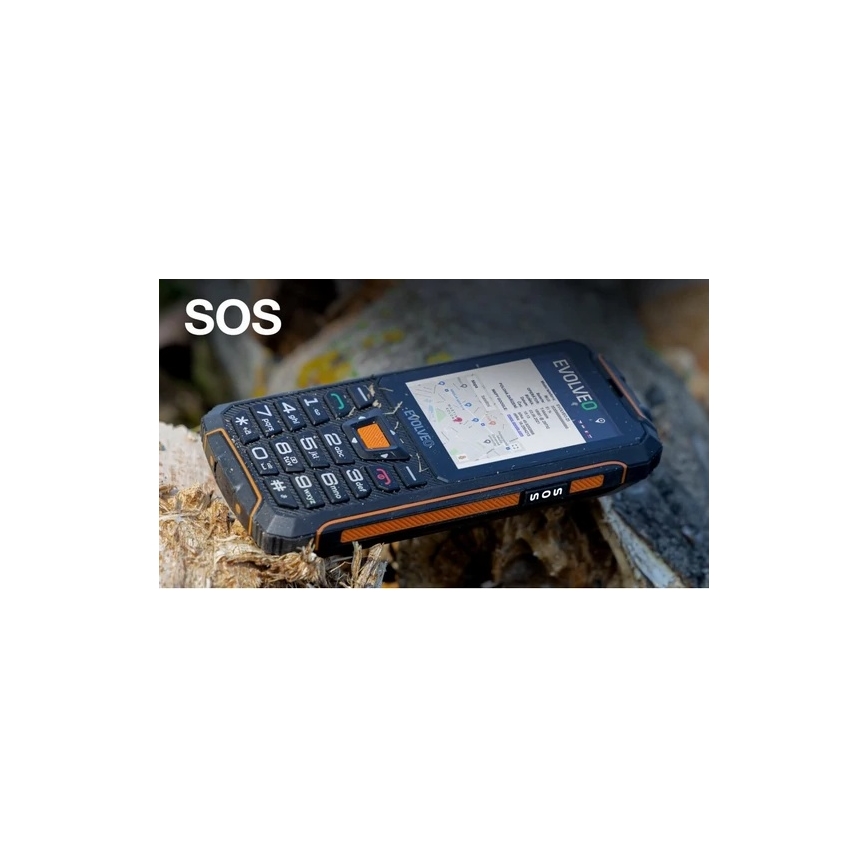 Evolveo - StrongPhone Z6, vattentät Dual-SIM-telefon svart/orange