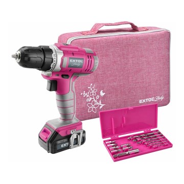 Extol - Batteridriven borrskruvmejsel 1300 mAh 12V rosa