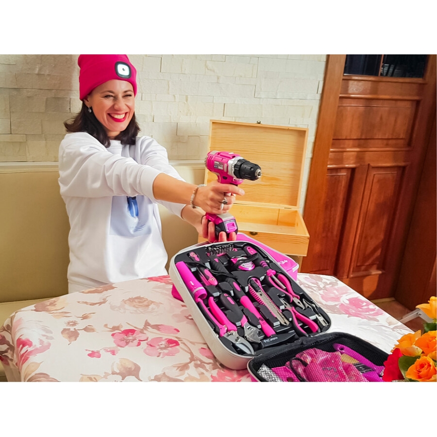 Extol - Batteridriven borrskruvmejsel 1300 mAh 12V rosa