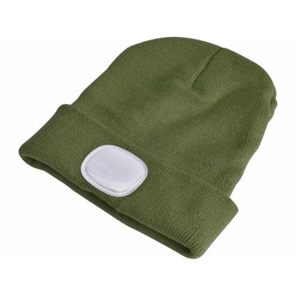 Extol - Grön mössa med pannlampa och USB-laddning, 300 mAh, stl. UNI