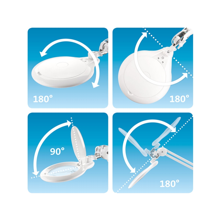 Extol - LED dimbar bordslampa med förstoringsglas LED/10W/230V vit