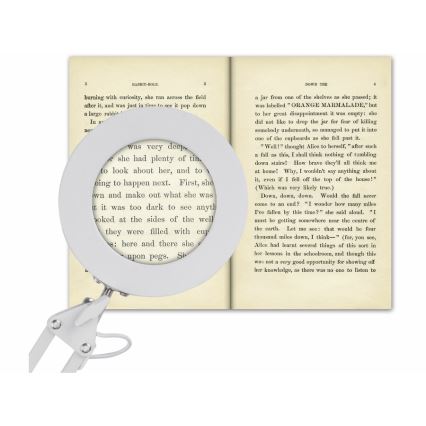 Extol - LED Dimbar skrivbordslampa med förstoringsglas LED/8W/5V 2900/4500/7500K vit