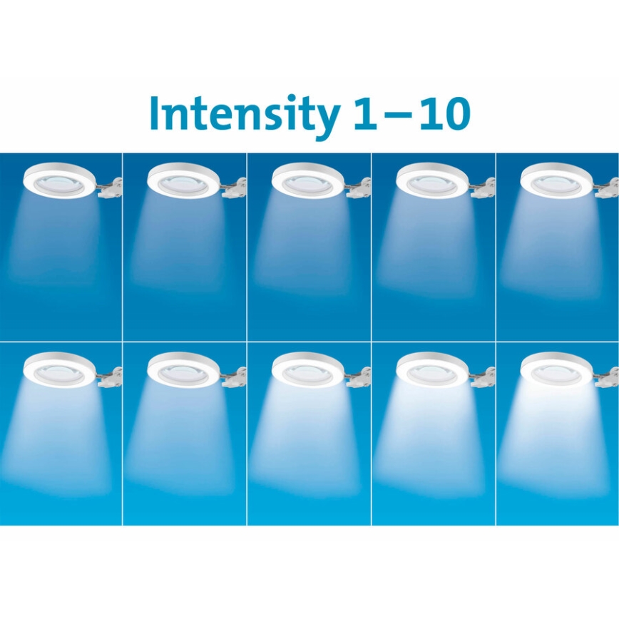 Extol - LED Dimbar skrivbordslampa med förstoringsglas LED/8W/5V 2900/4500/7500K vit