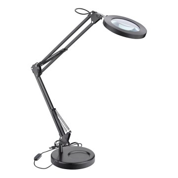 Extol - LED dimbar skrivbordslampa med förstoringsglas LED/8W/5V 2900/4500/7500K svart