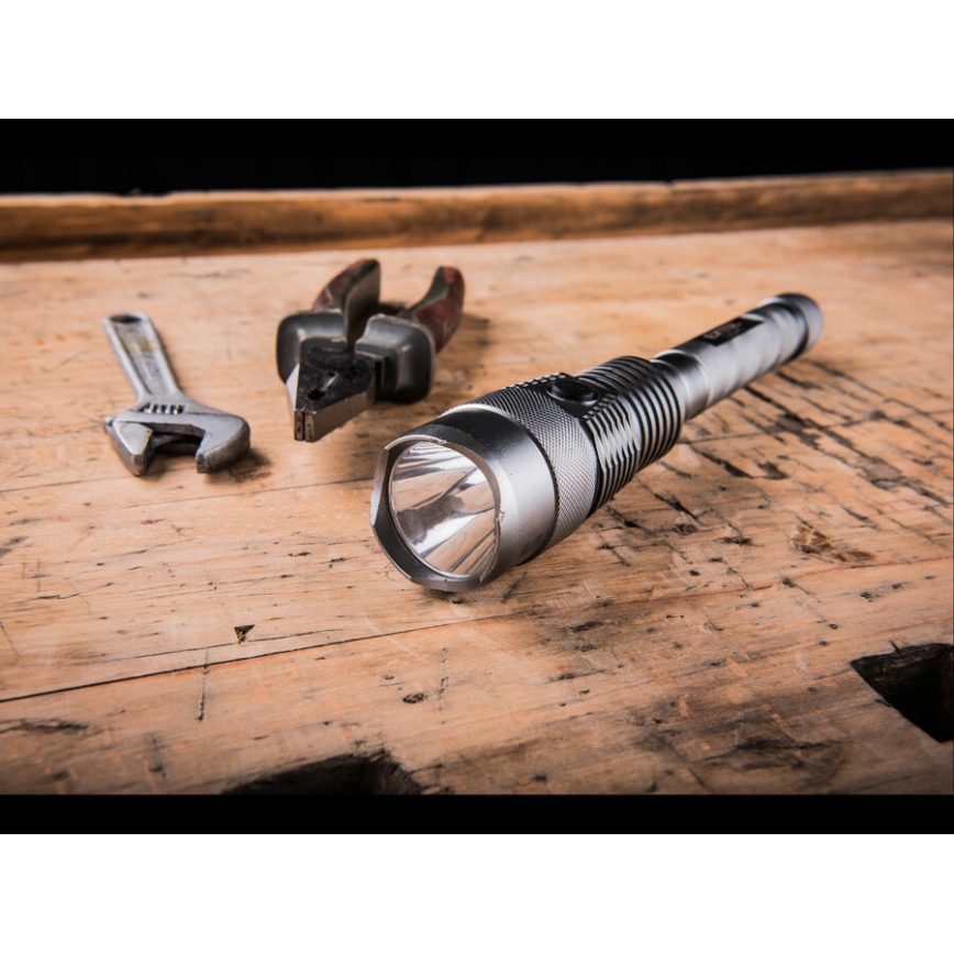 Extol - LED uppladdningsbar dimbar ficklampa med powerbank LED/60W/10000 mAh 8000 lm IPX4 svart