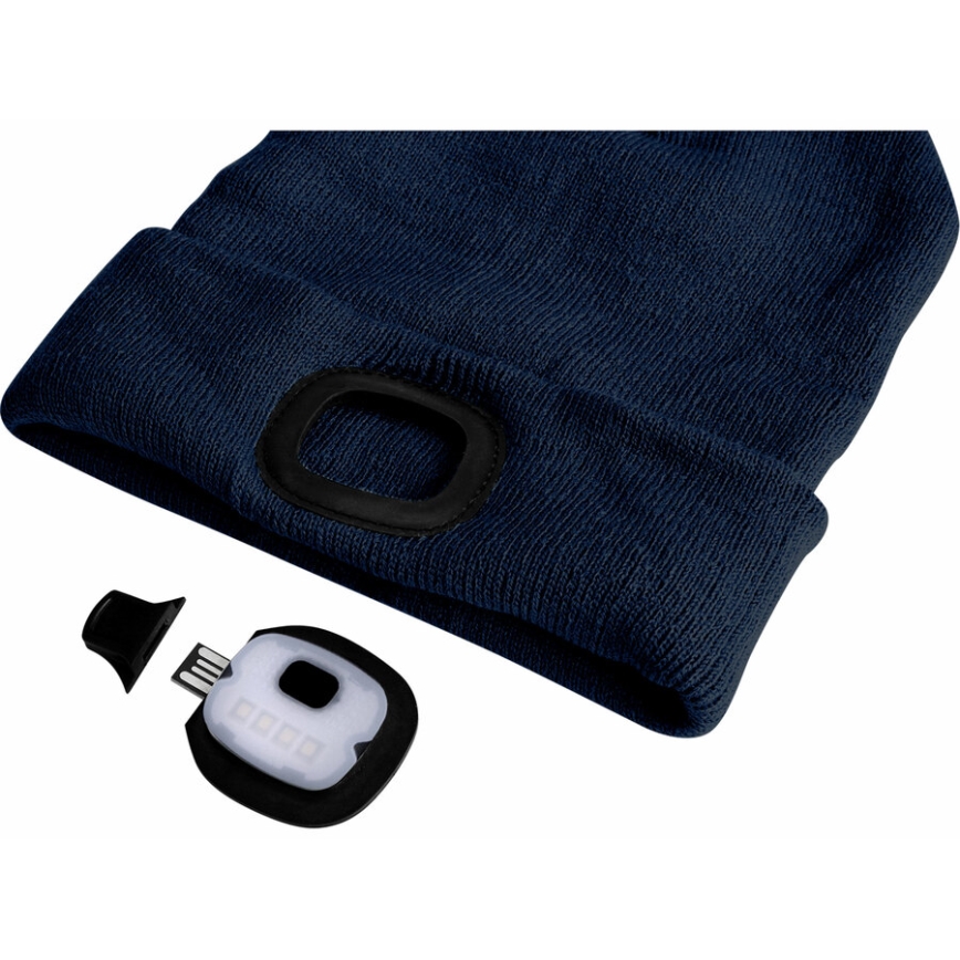 Extol - Mössa med inbyggd pannlampa och USB-laddning 250 mAh blå stl. UNI