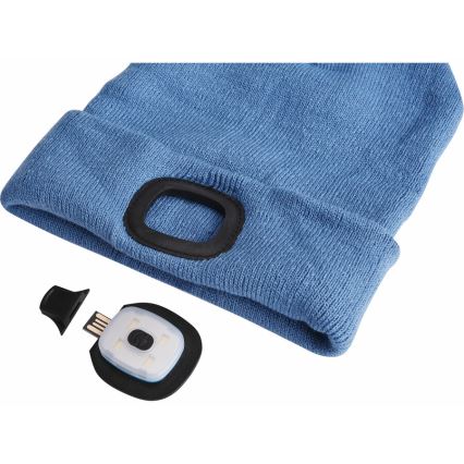 Extol - Mössa med inbyggd pannlampa och USB-laddning 300 mAh blå str. UNI