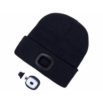 Extol - Mössa med inbyggd pannlampa och USB-laddning 300 mAh, svart, stl. UNI