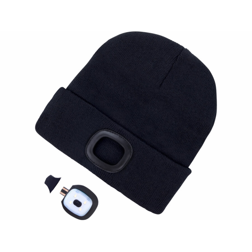 Extol - Mössa med inbyggd pannlampa och USB-laddning 300 mAh, svart, stl. UNI