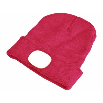 Extol - Mössa med inbyggd pannlampa och USB-uppladdning 300 mAh rosa stl. UNI