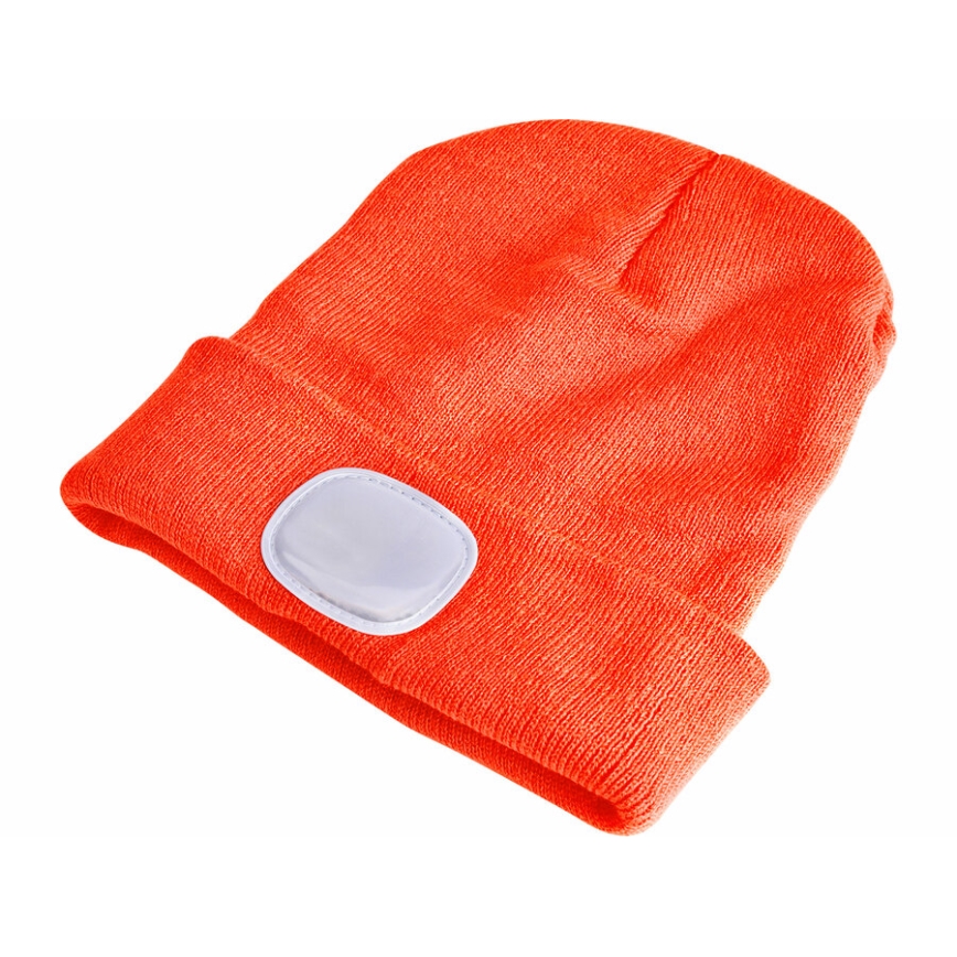 Extol - Mössa med pannlampa och USB-laddning 250 mAh neonorange stl. UNI