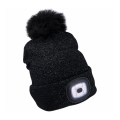 Extol - Mössa med pannlampa och USB-laddning, 300 mAh, svart med pompon, storlek UNI