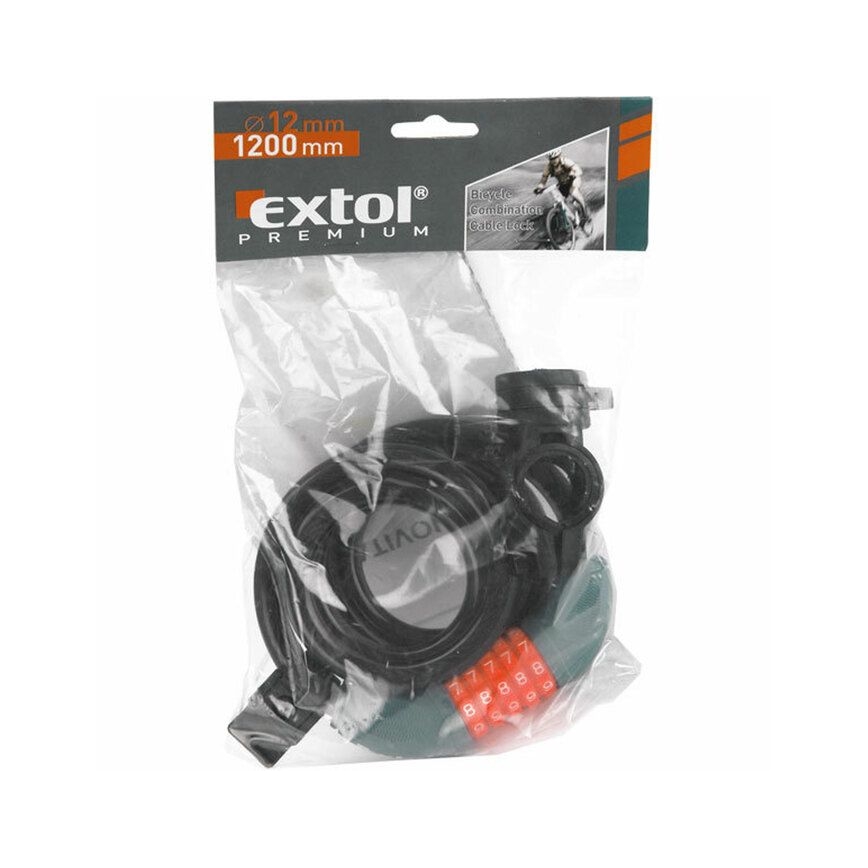 Extol Premium - Kabellås för cykel, 12x1200 mm, med femsiffrig kod
